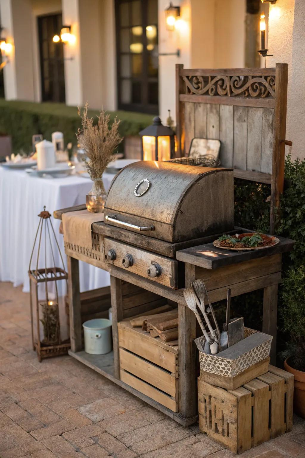 Vintage rustic charm brings warmth to your outdoor space.