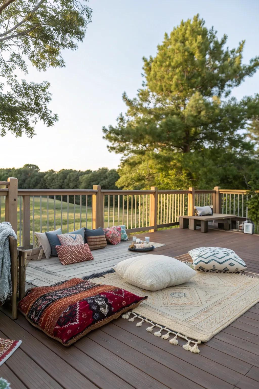 Textile layers add warmth and comfort.