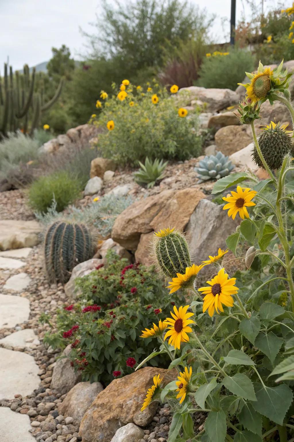 Rock gardens add texture and an earthy element to your space.