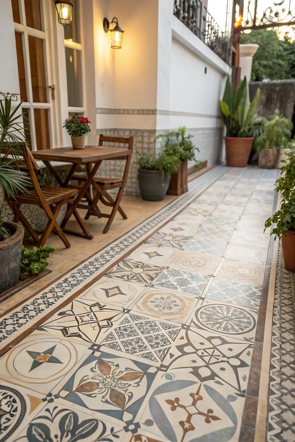Decorative flooring adds character and style to a patio.