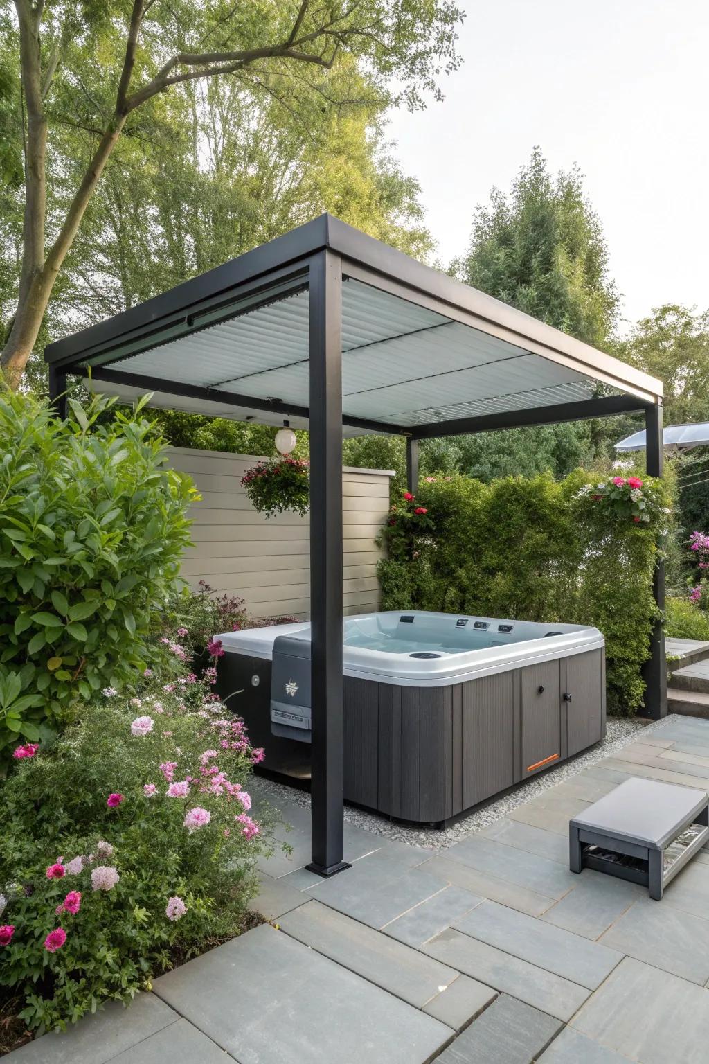A canopy extends the usability of your hot tub area.