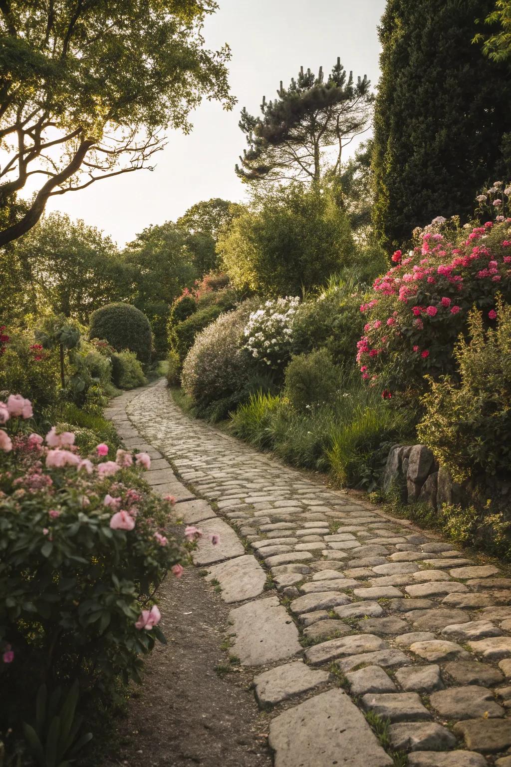 Vintage charm with cobbled path