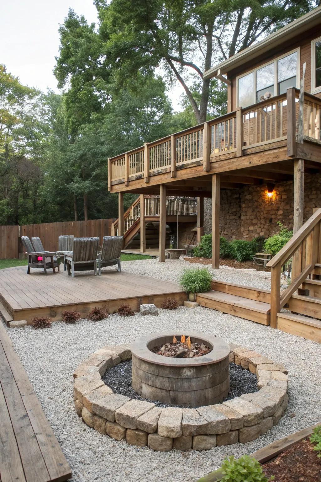 Multi-level designs add dimension to your fire pit area.