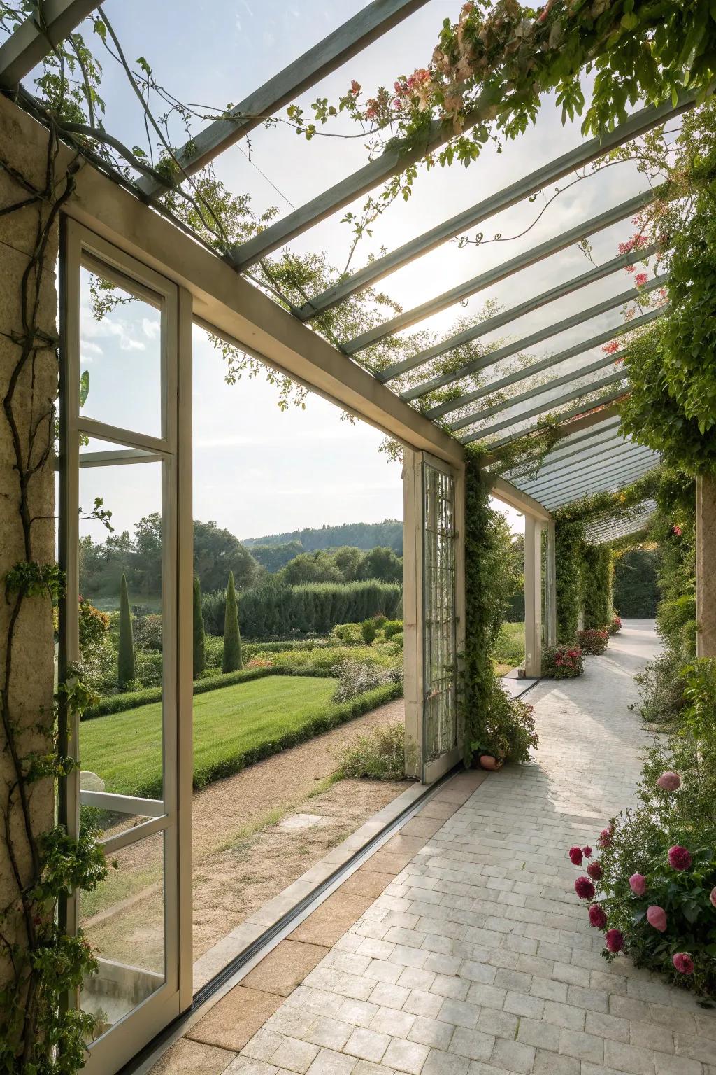 Sliding glass panels offer protection with a view.