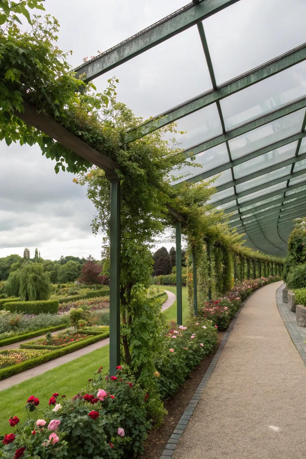 Glass panels offer clear views and a modern touch.