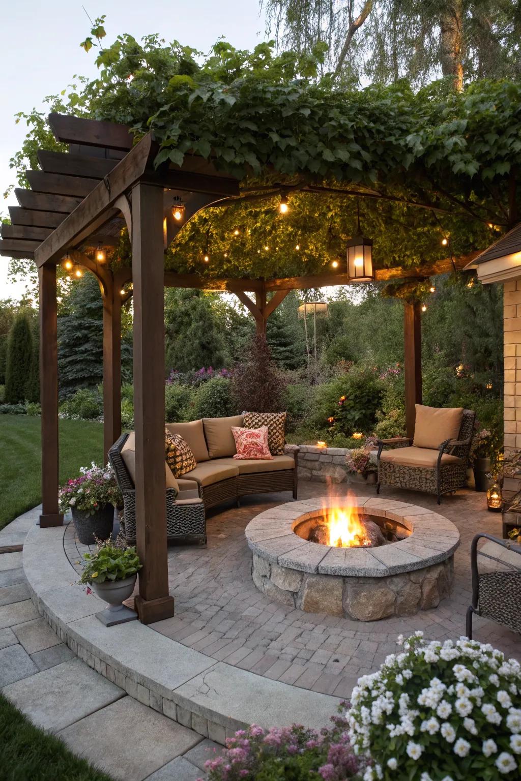 A fire pit adds warmth and appeal to any outdoor space.