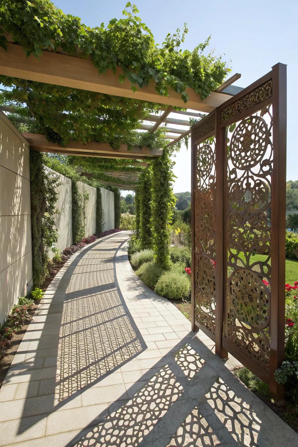 Laser-cut panels provide privacy with a creative twist.