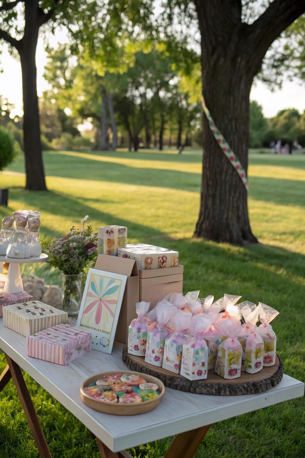 Unique party favors ensure guests leave with a lasting memory.