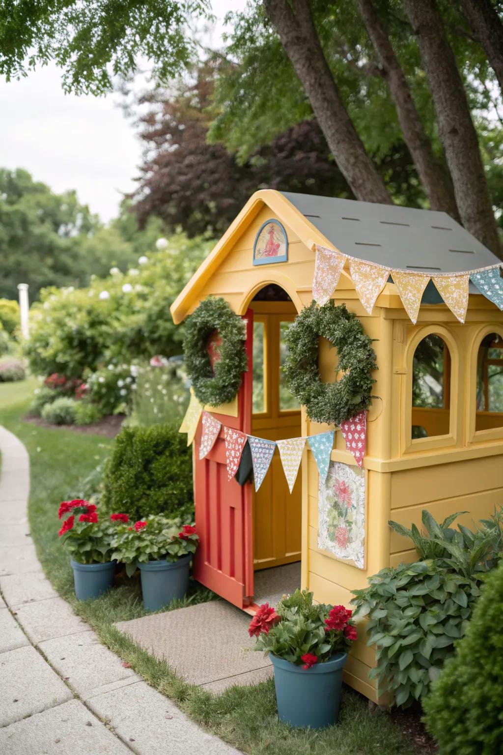 Seasonal decor keeps playhouses festive and fun.