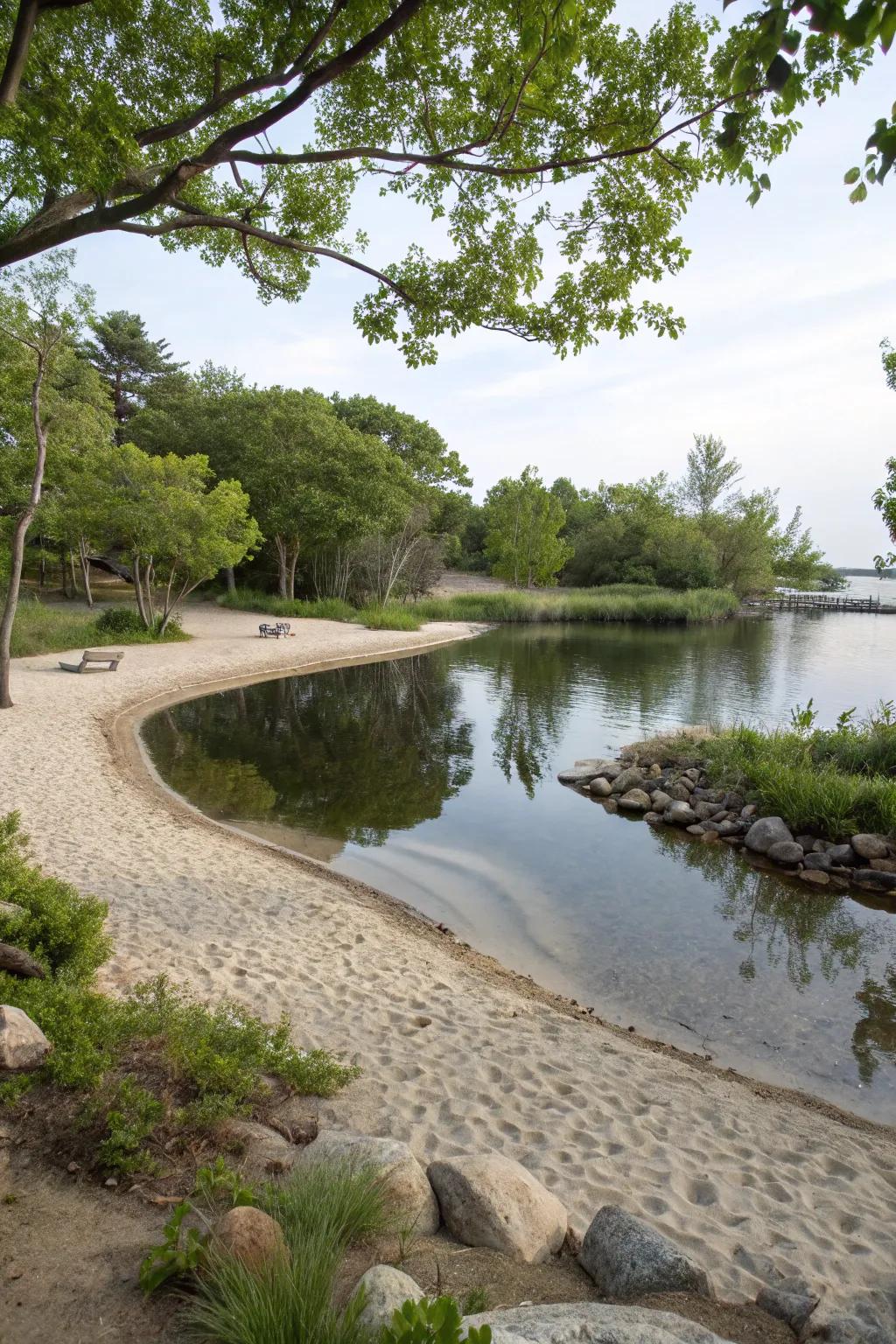 Relax by the water with sandy and gravel beach areas.