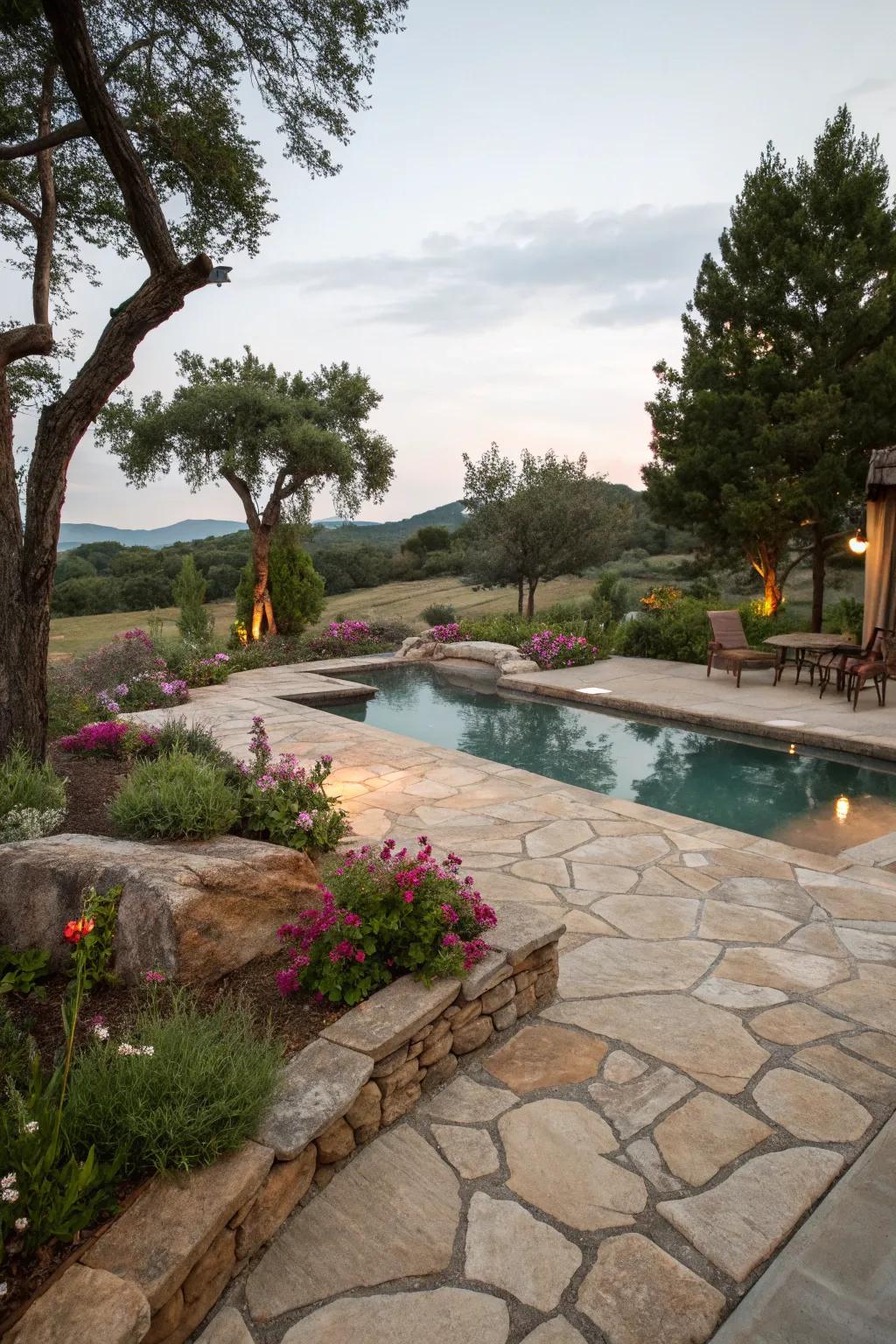 Natural stone adds timeless elegance to your pool area.
