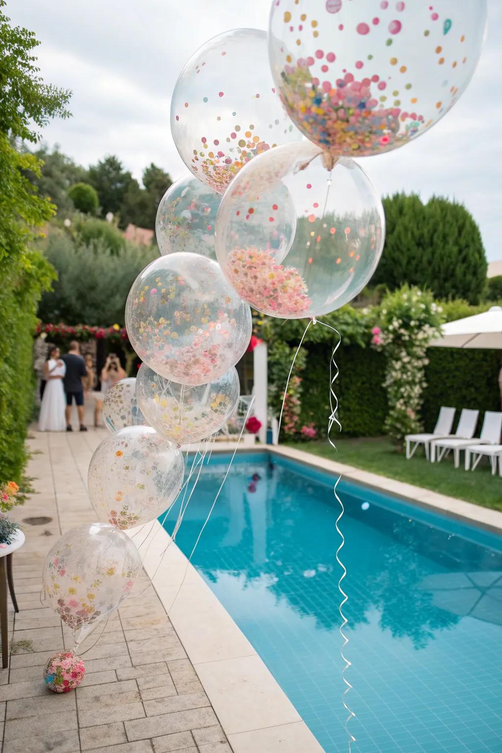 Celebrate in style with a confetti-filled balloon arch.