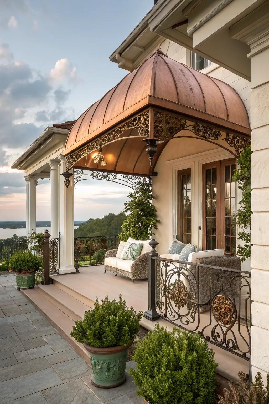 Romantic elegance with a Copper Juliet canopy.