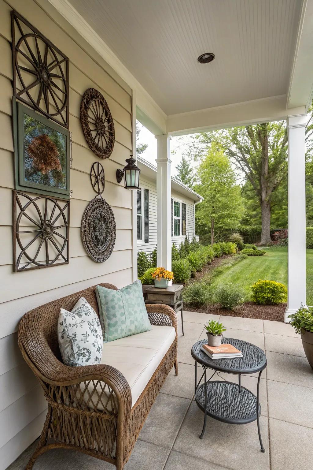 Outdoor art adds a personal and stylish touch to your porch.