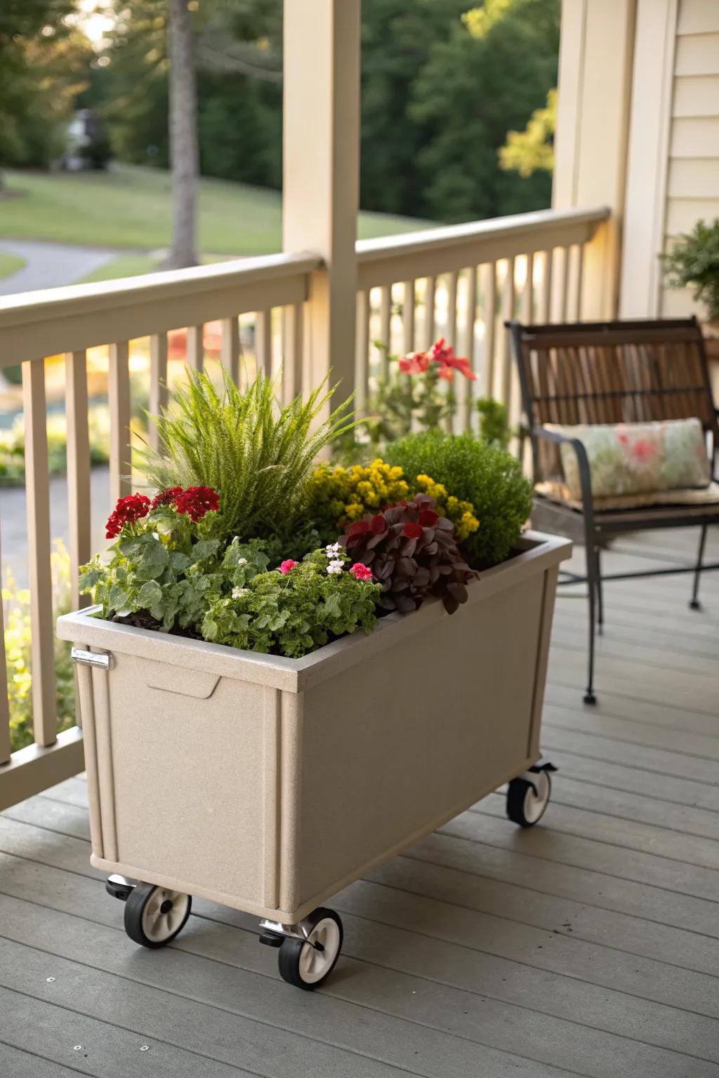 Enjoy flexibility with portable planter boxes.