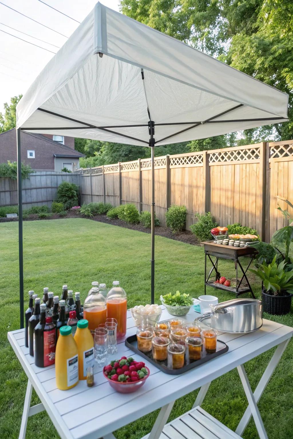 A temporary canopy bar is perfect for events and easy to dismantle.