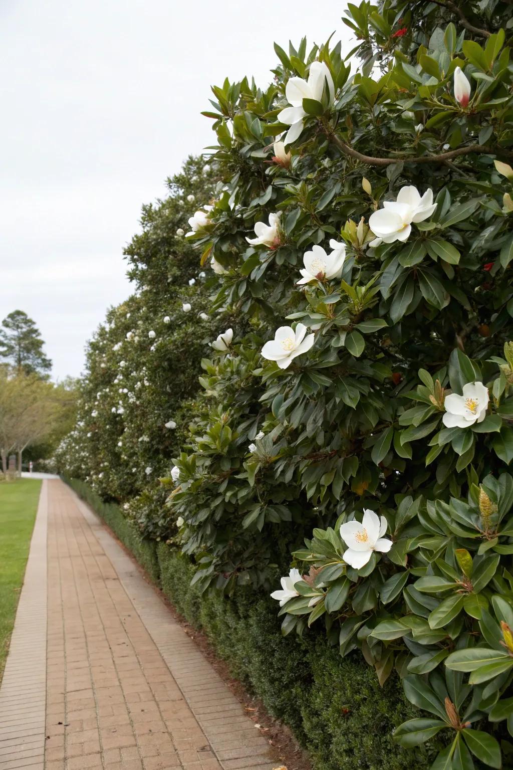 Southern magnolia providing a grand and charming privacy solution.