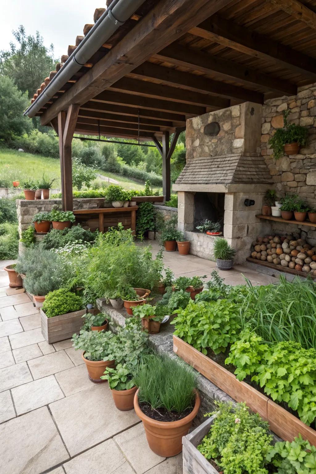 An herb garden that brings fresh flavors to your outdoor dining.