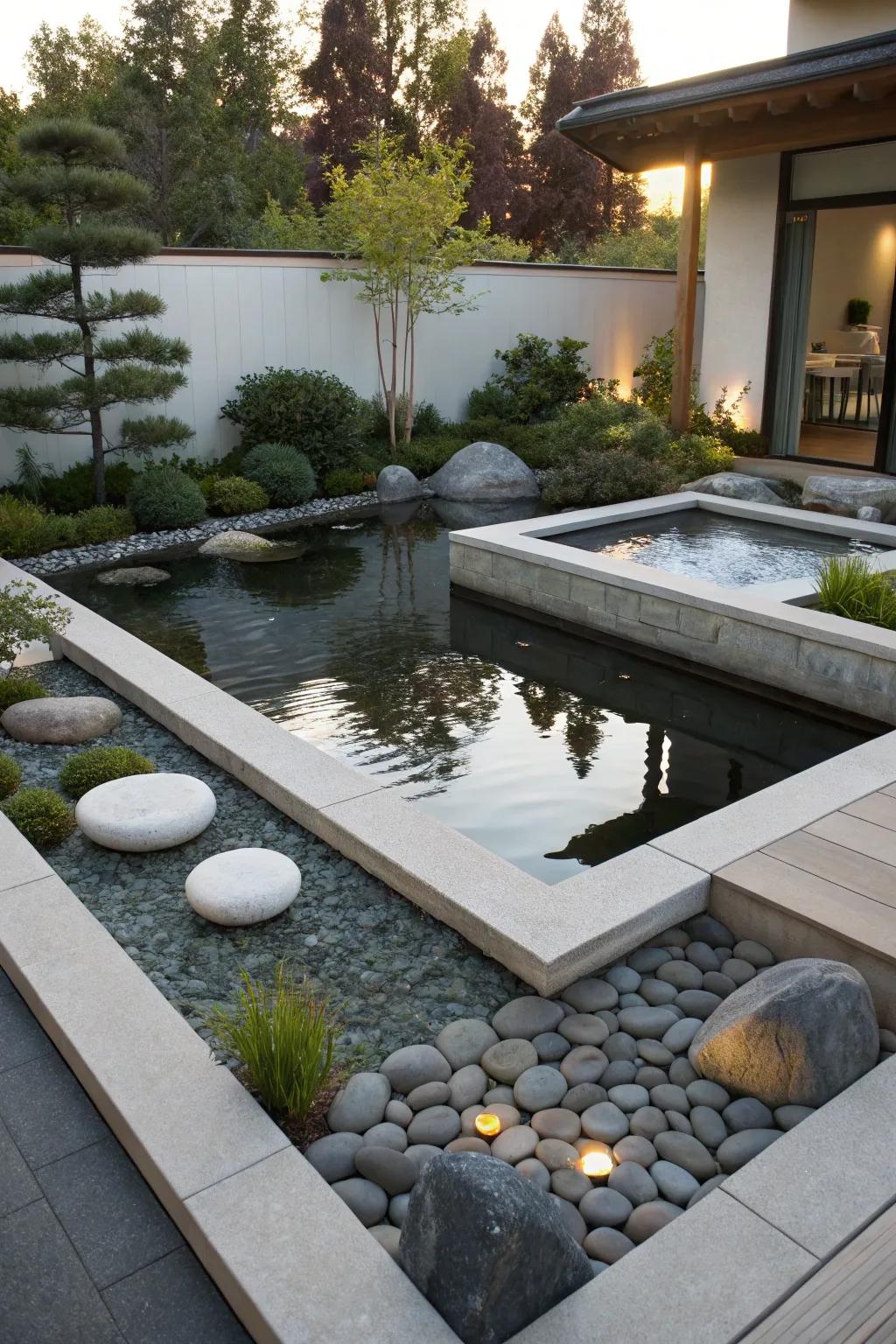 Geometric designs bring a modern touch to Zen gardens.
