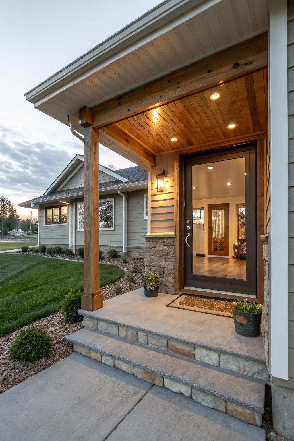 A bright and spacious raised ranch entrance with a large mirror.