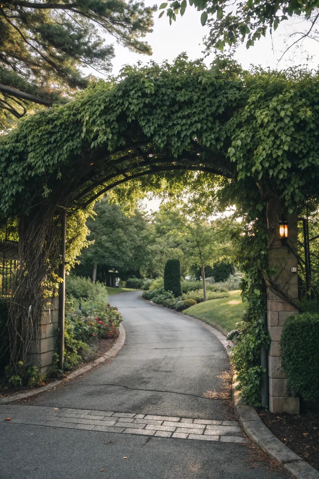 A lush greenery archway creating a magical entrance.