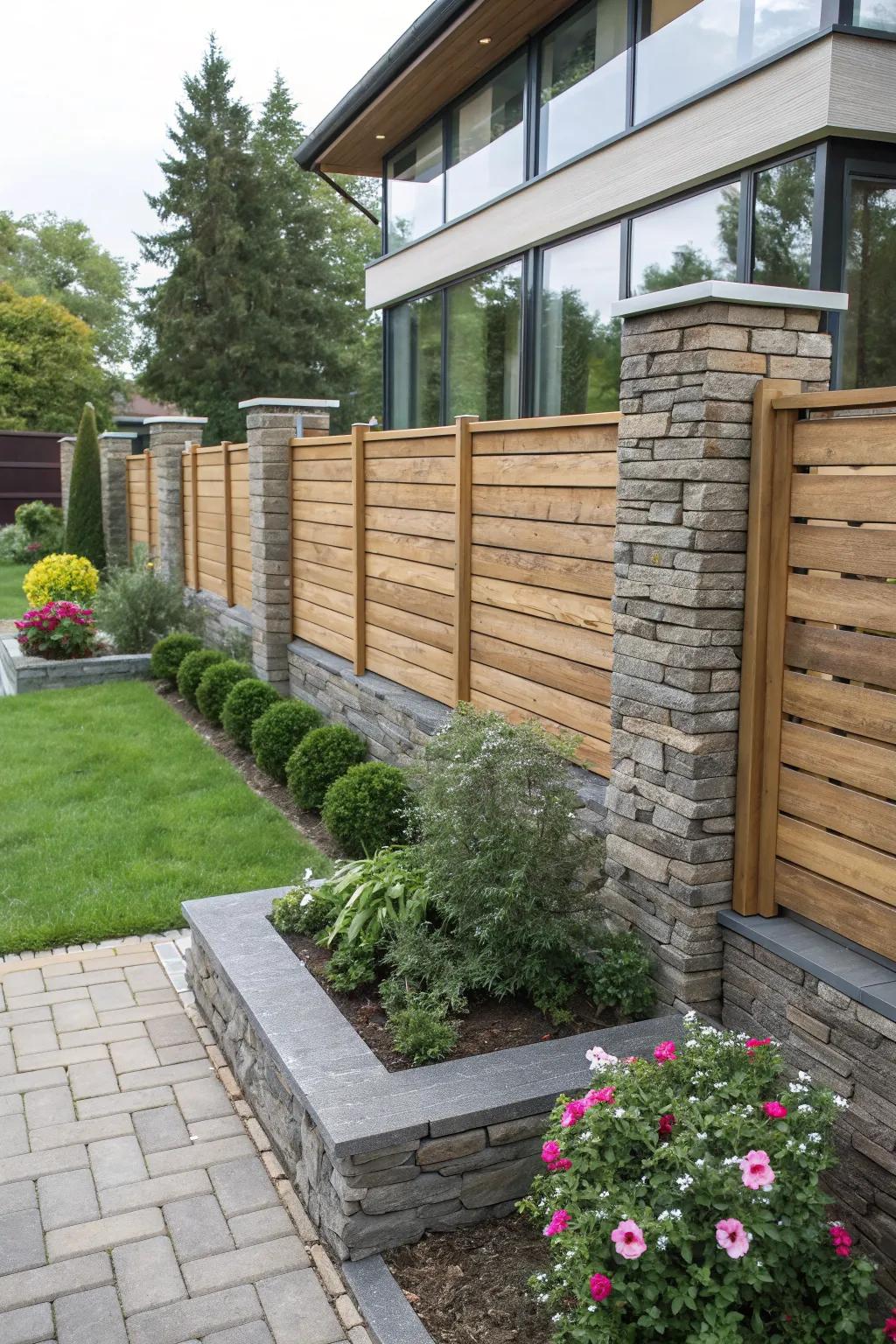 Mixed materials offer a fresh and creative fencing solution.