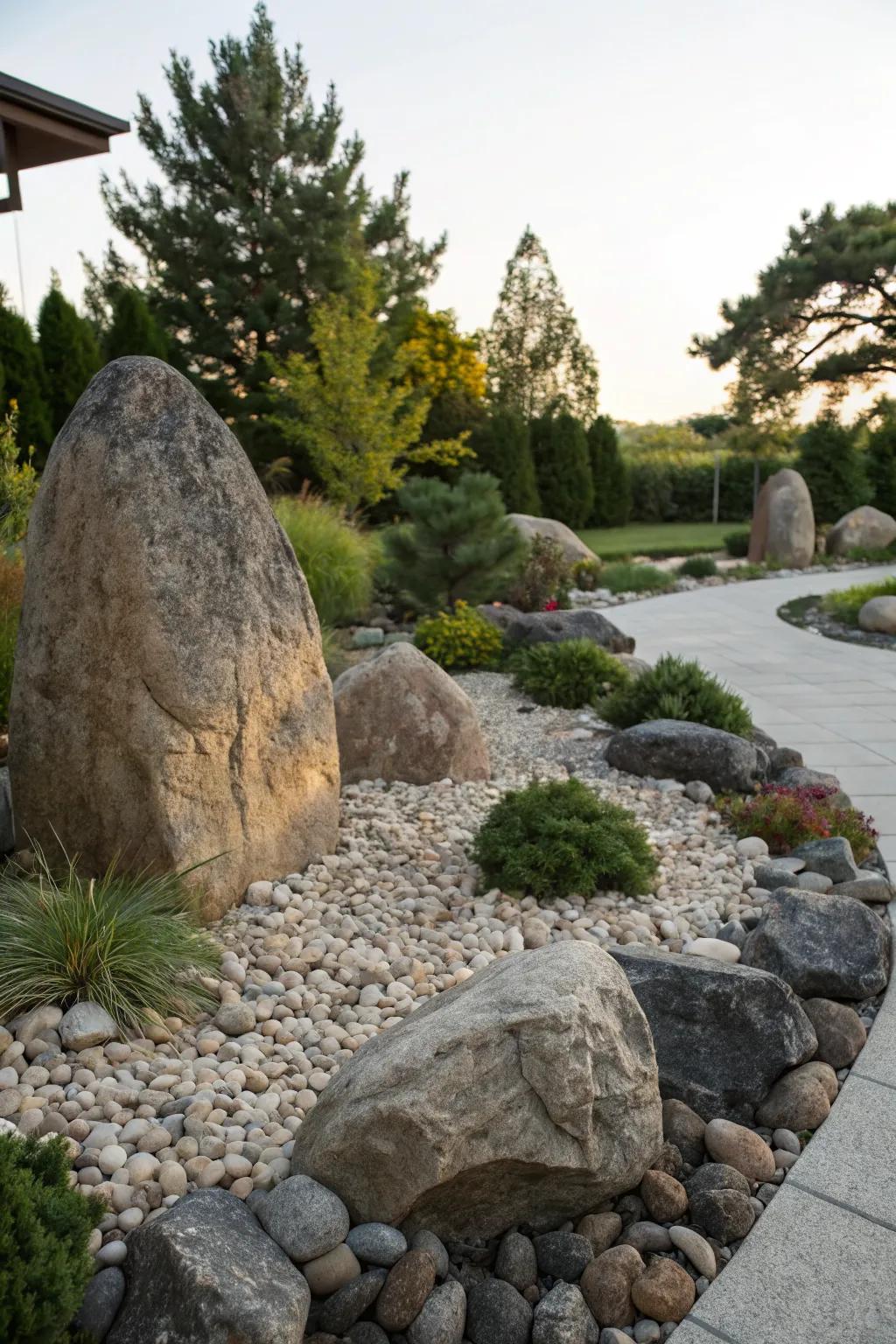 Accent rocks provide a focal point and artistic touch.