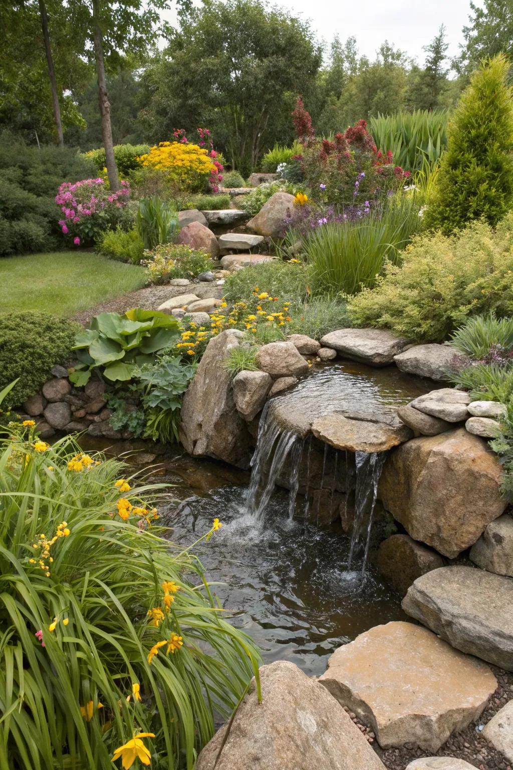 Natural spring simulations bring rustic charm to gardens.