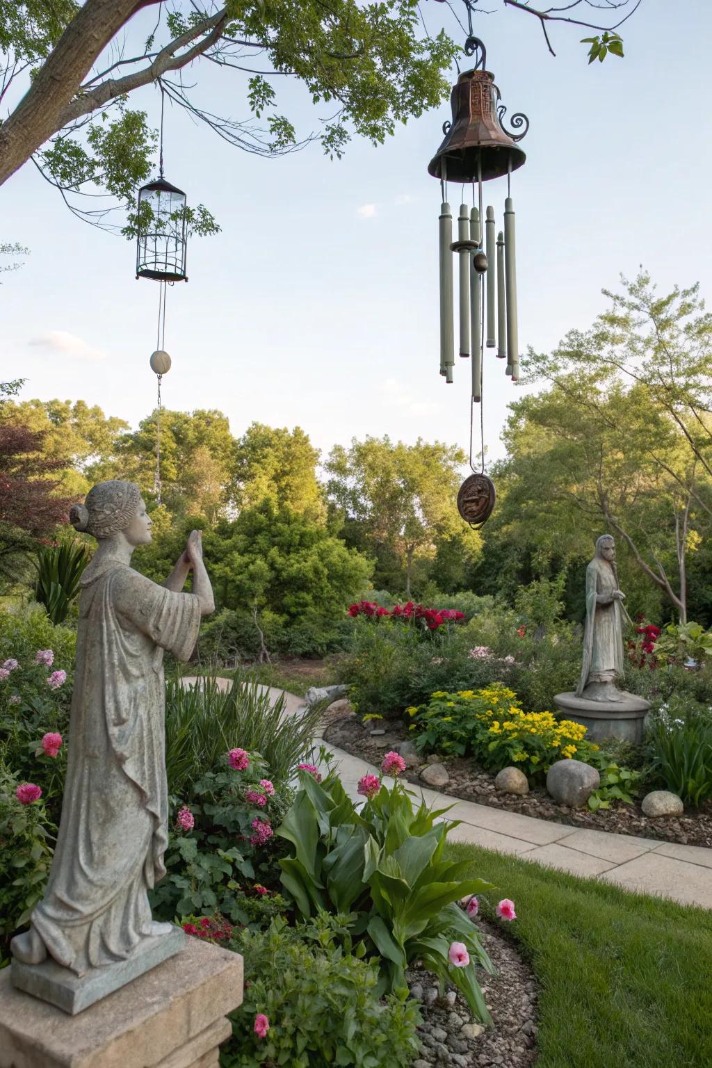 Outdoor art adds personality and surprise in rustic landscapes.