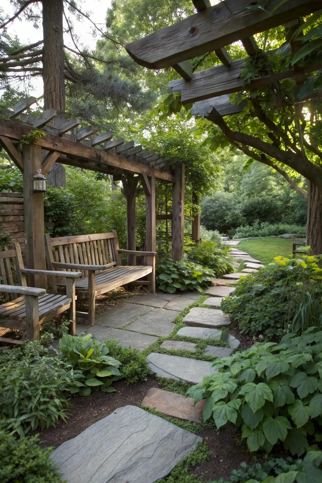 Rustic elements create a cozy, natural vibe.