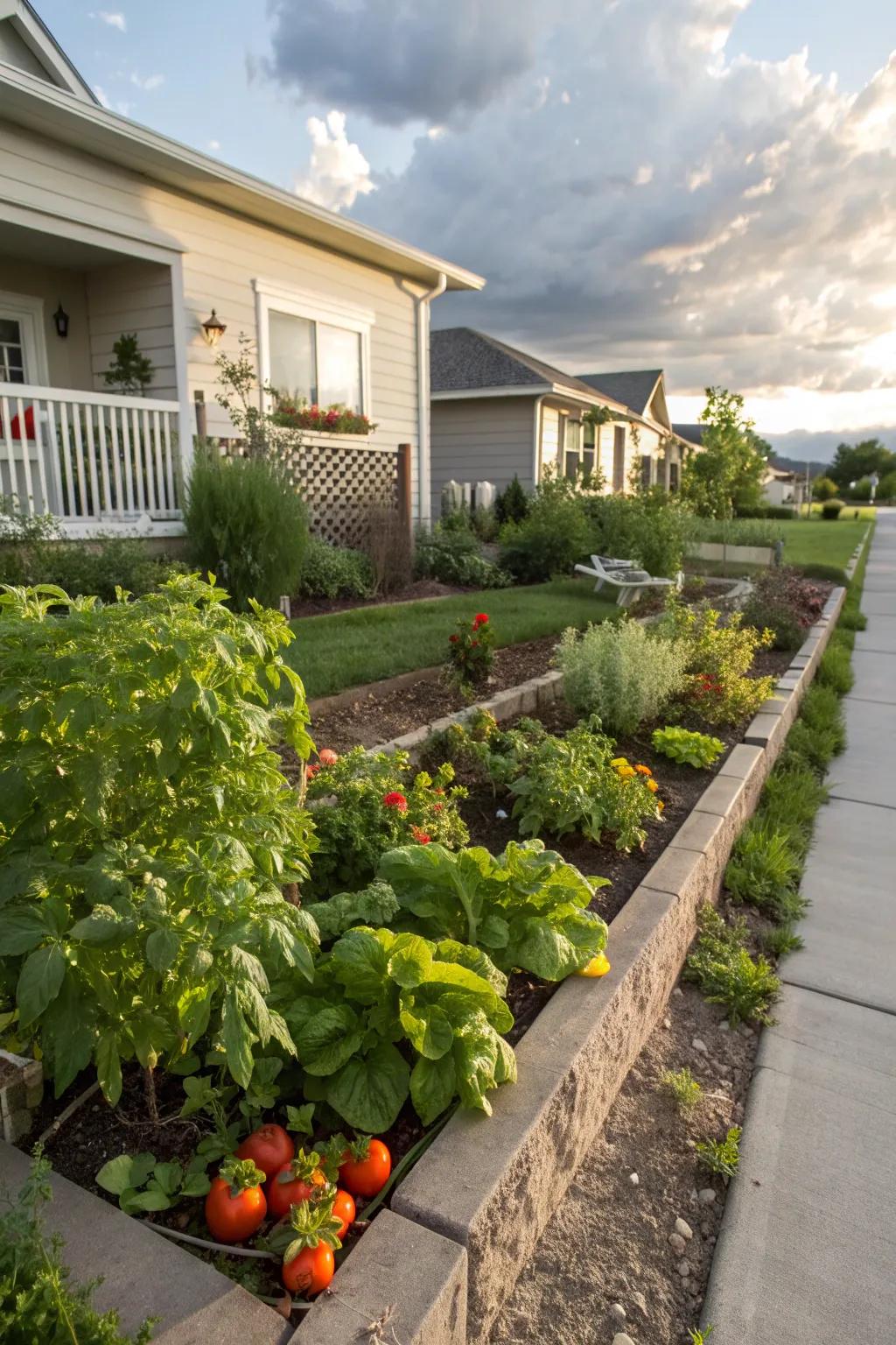 A curbside edible garden that offers fresh produce and visual appeal.