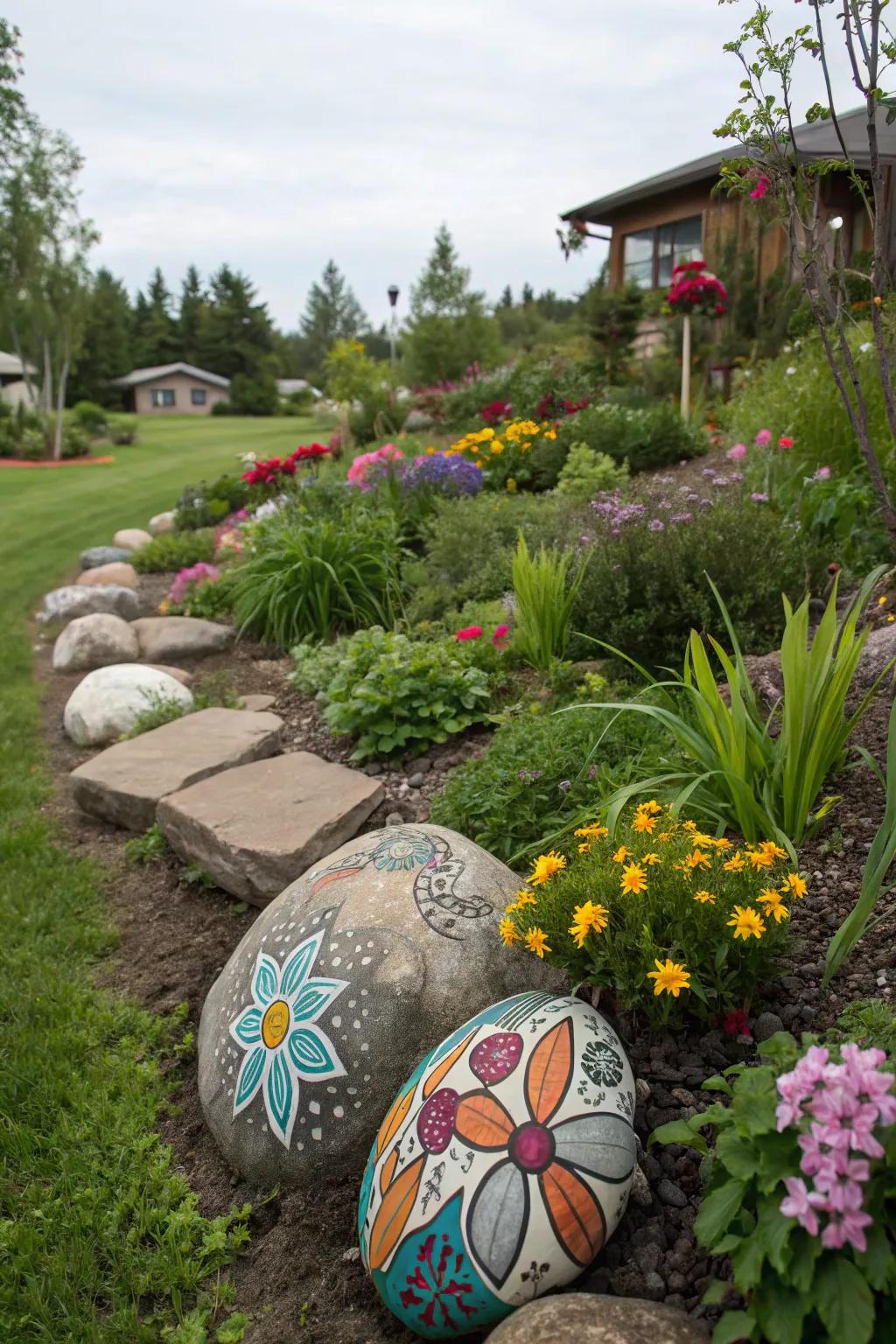 A decorative rock garden adding unique touches to the landscape.