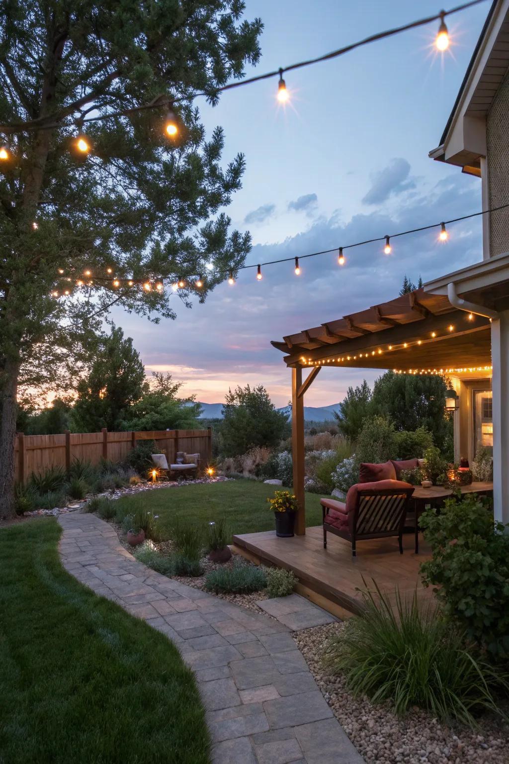 Ambient lighting enhances the beauty and usability of your backyard at night.