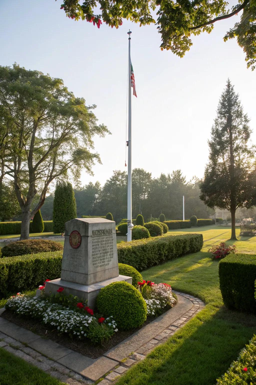 A memorial stone adds significance and personal meaning to your flagpole area.