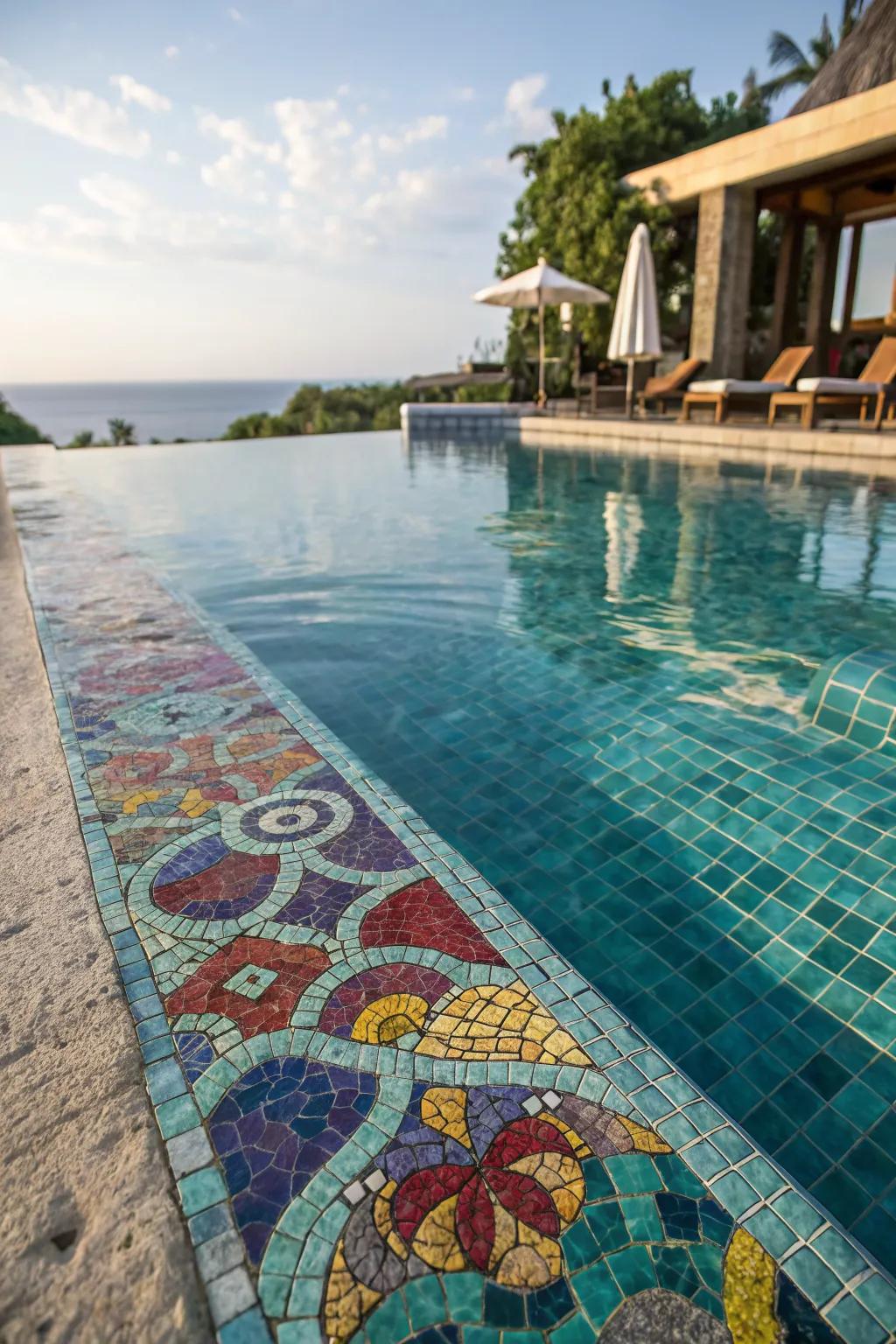A pool with a stunning underwater mosaic for a touch of art.