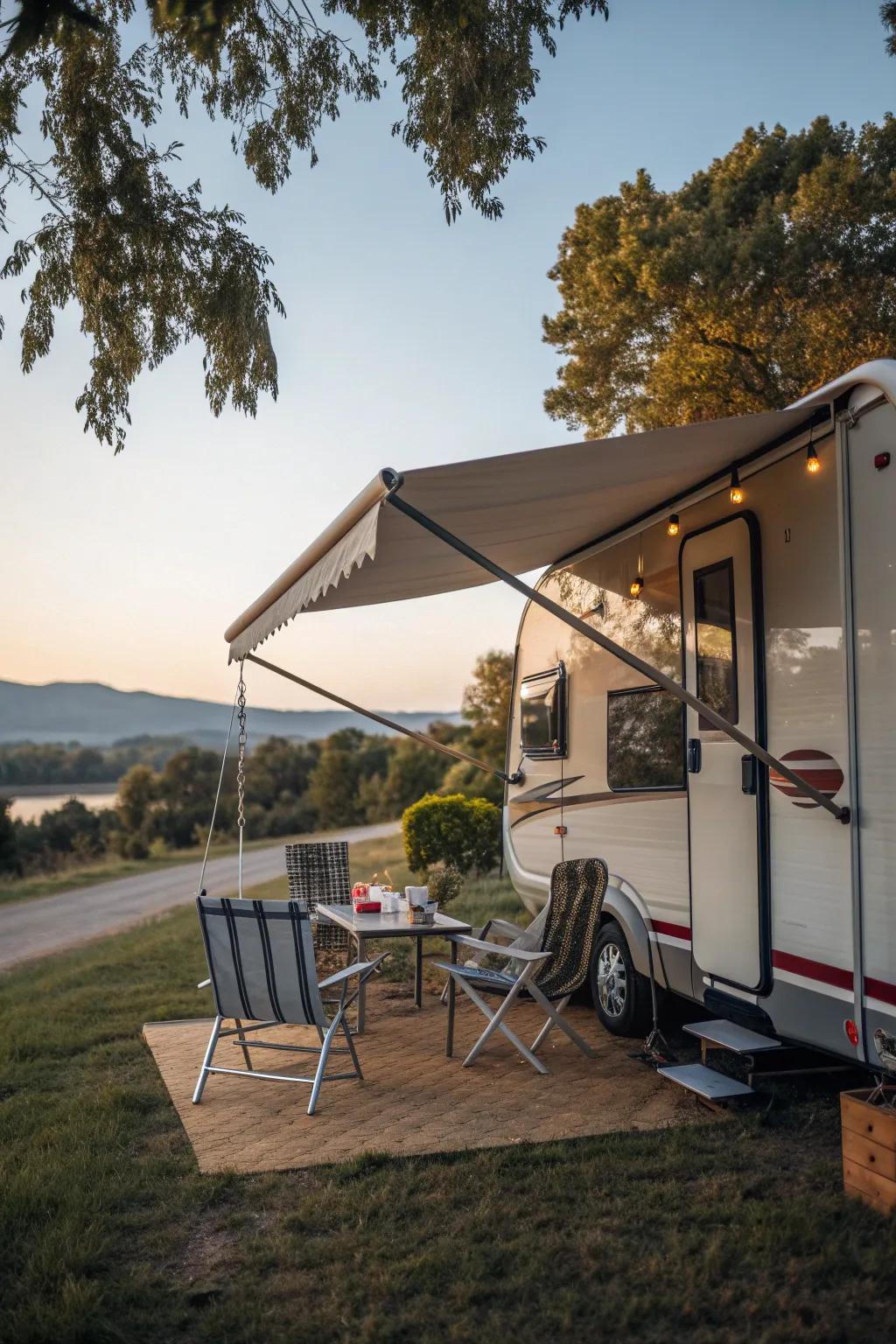 Relax in your camper's outdoor living space.