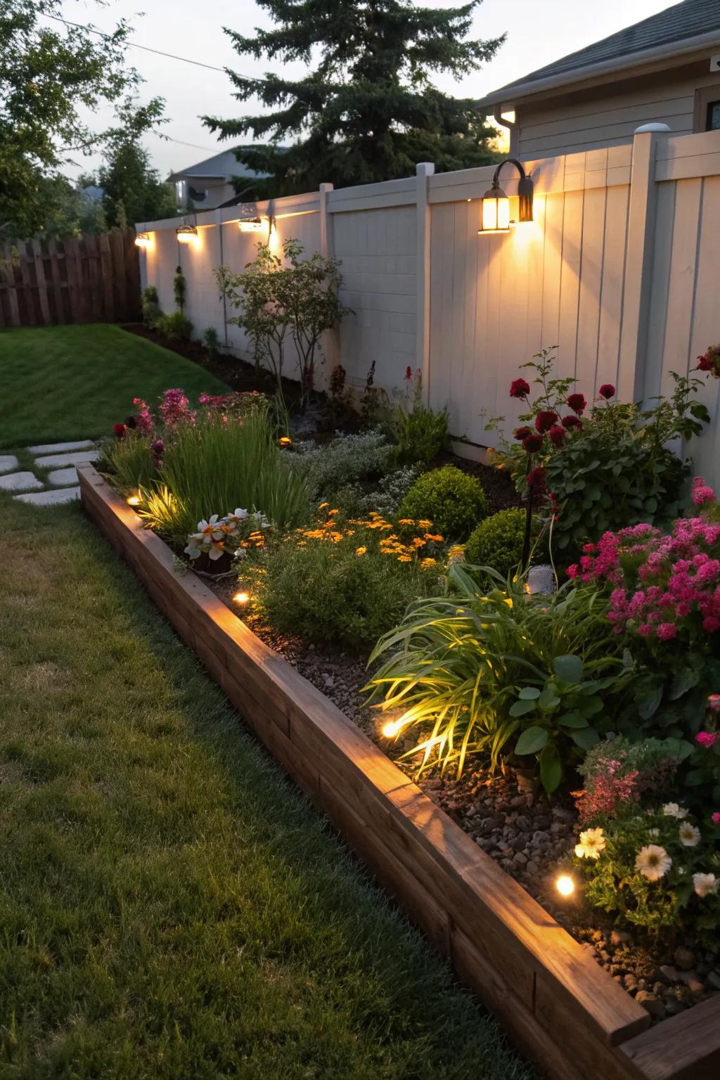Garden bed lighting showcases your plants beautifully after dark.