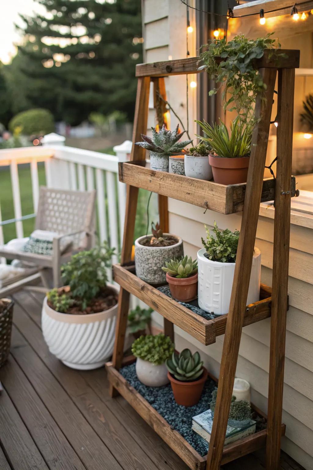 DIY shelving adds practical and decorative space to your deck.