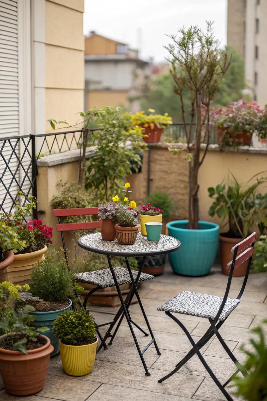 A cozy patio provides a versatile space for any garden activity.