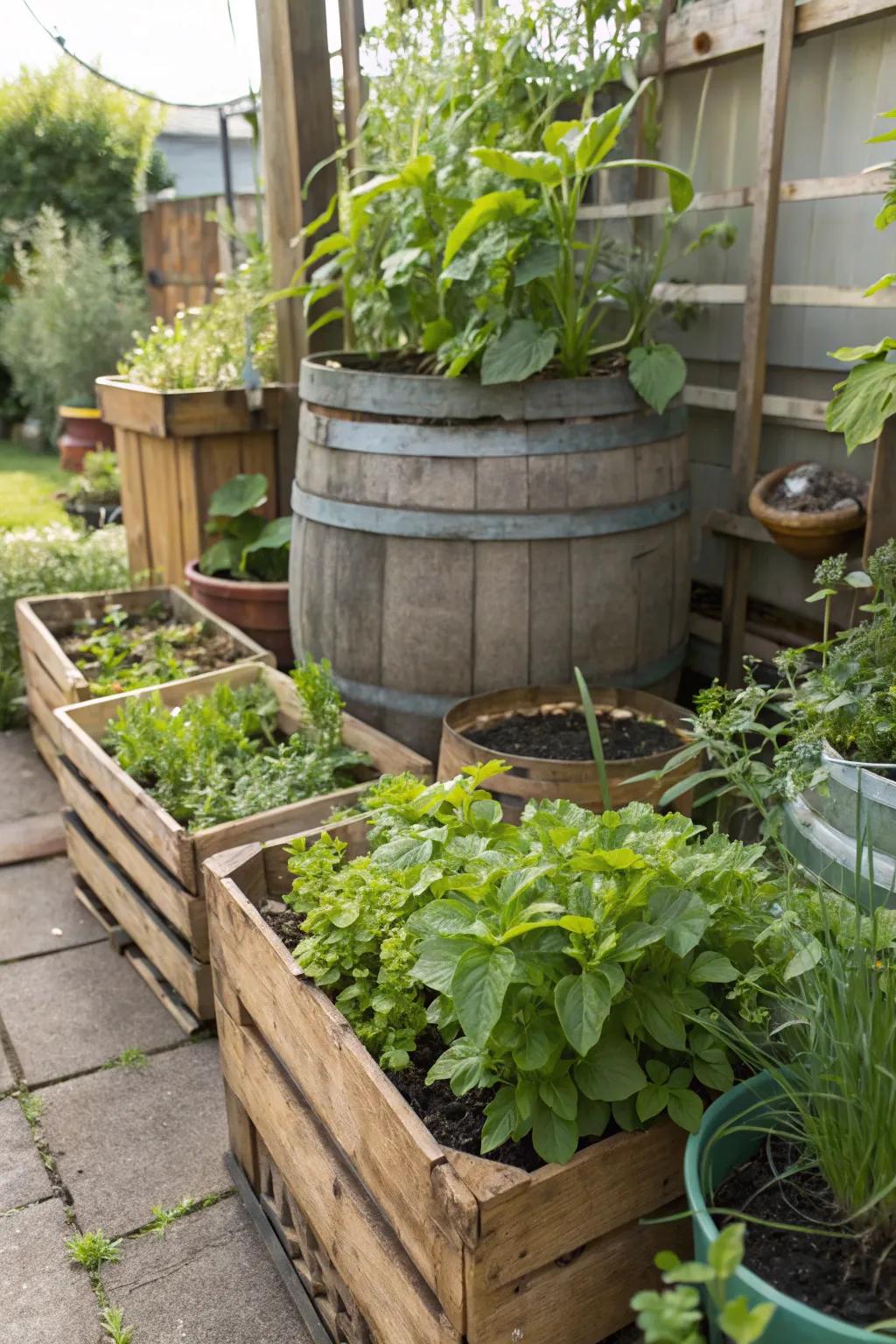 Recycled materials add unique charm