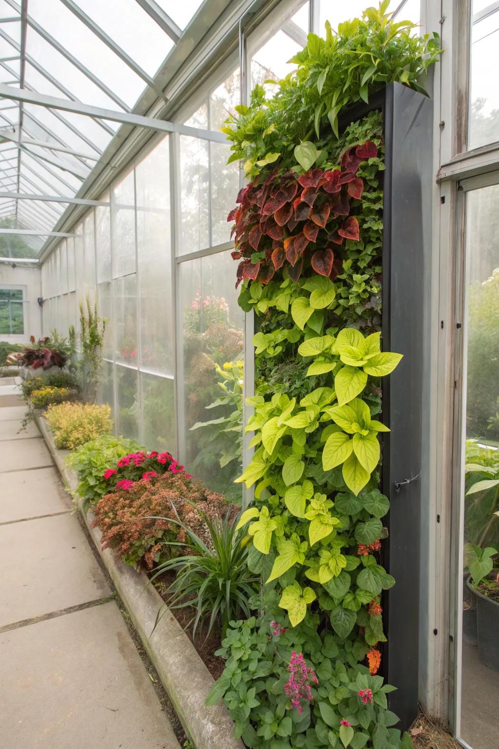 A space-saving vertical wall planter greenhouse, perfect for small areas.
