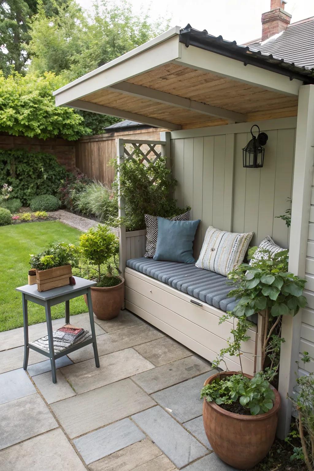 Smart storage solutions keep small spaces organized.