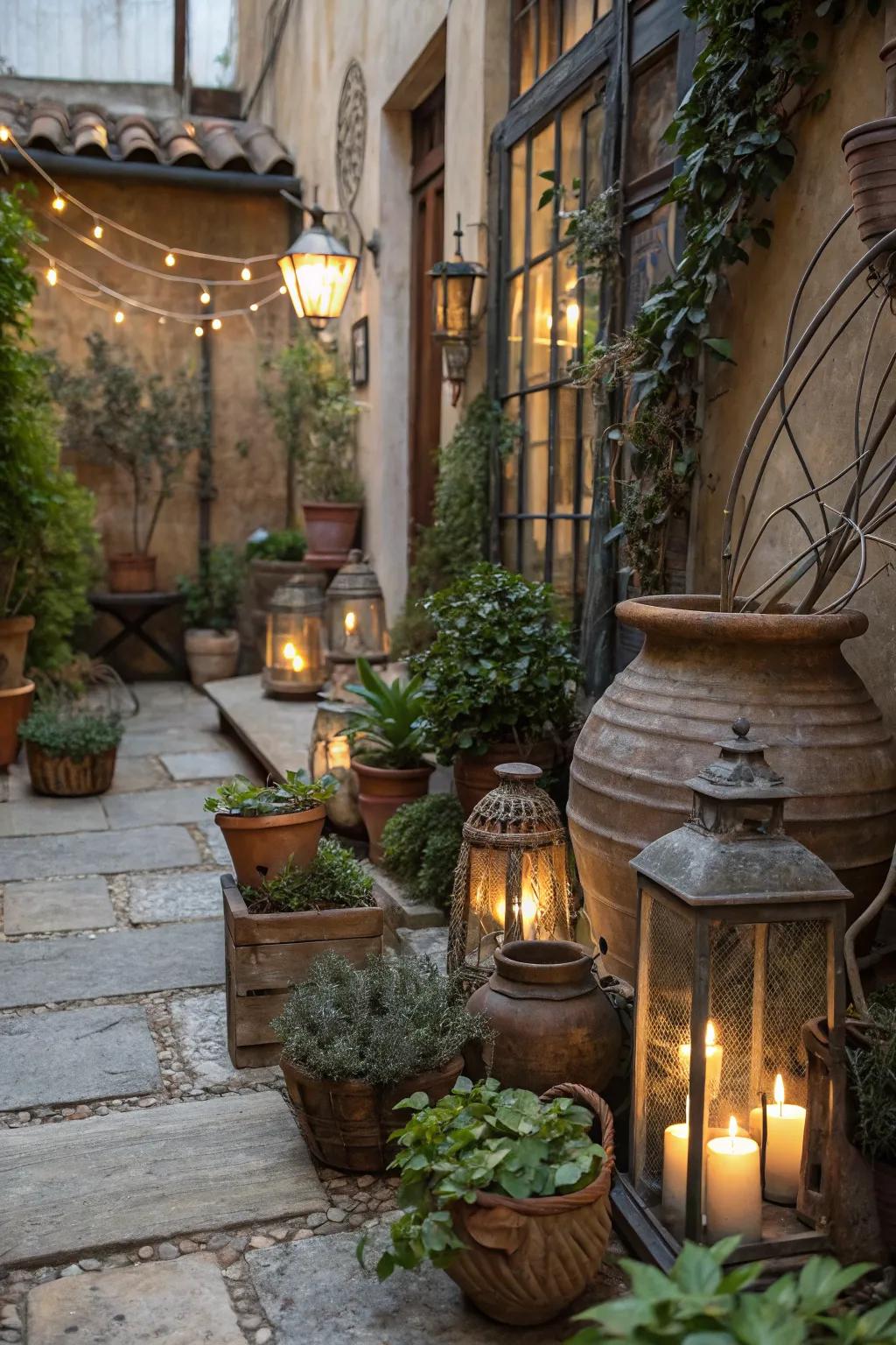 Vintage finds add character and history to your courtyard.