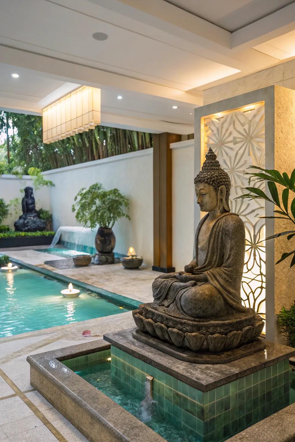 Artistic sculptures add personal style and character to your spa.