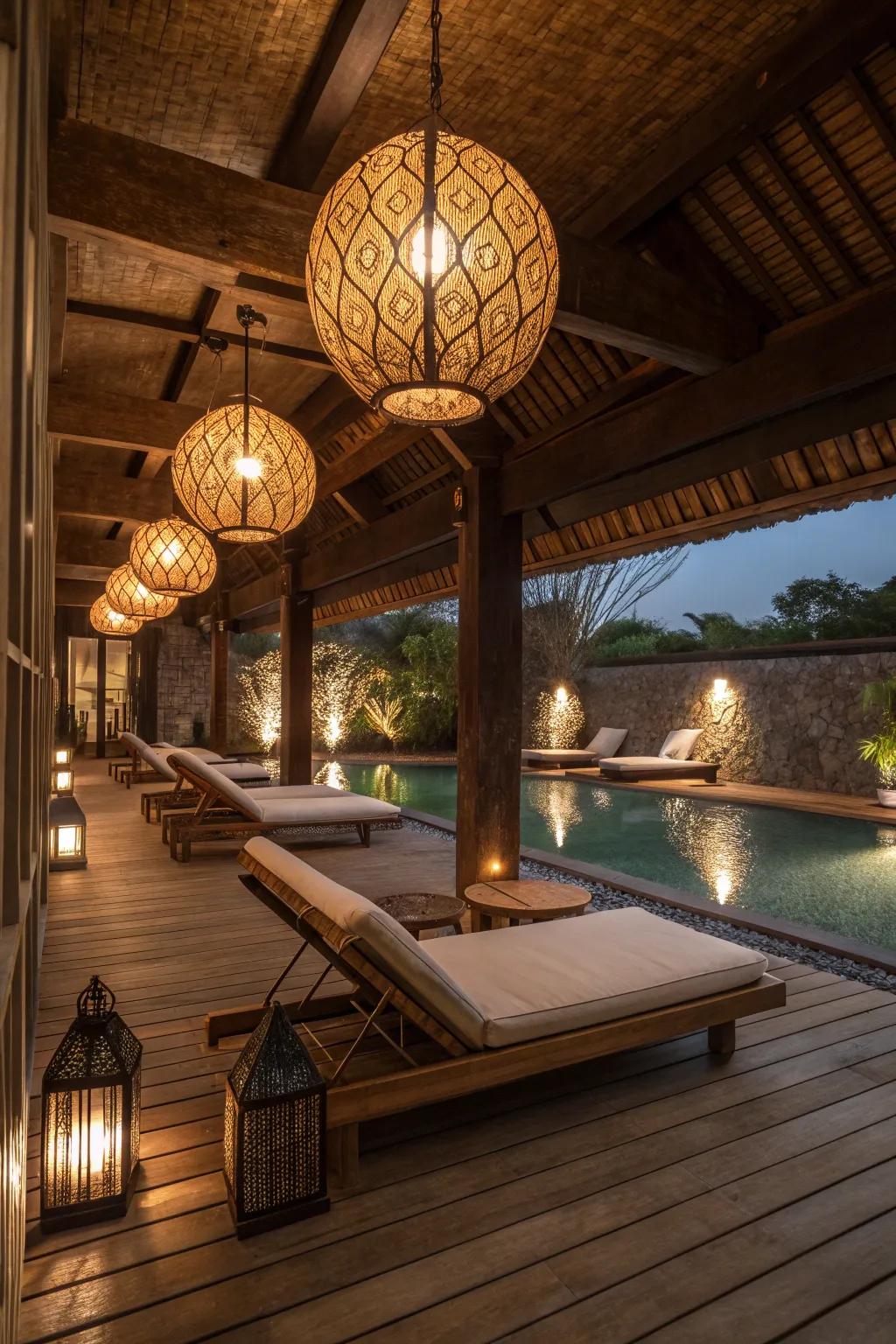 Lanterns add rustic charm and warmth to your spa.