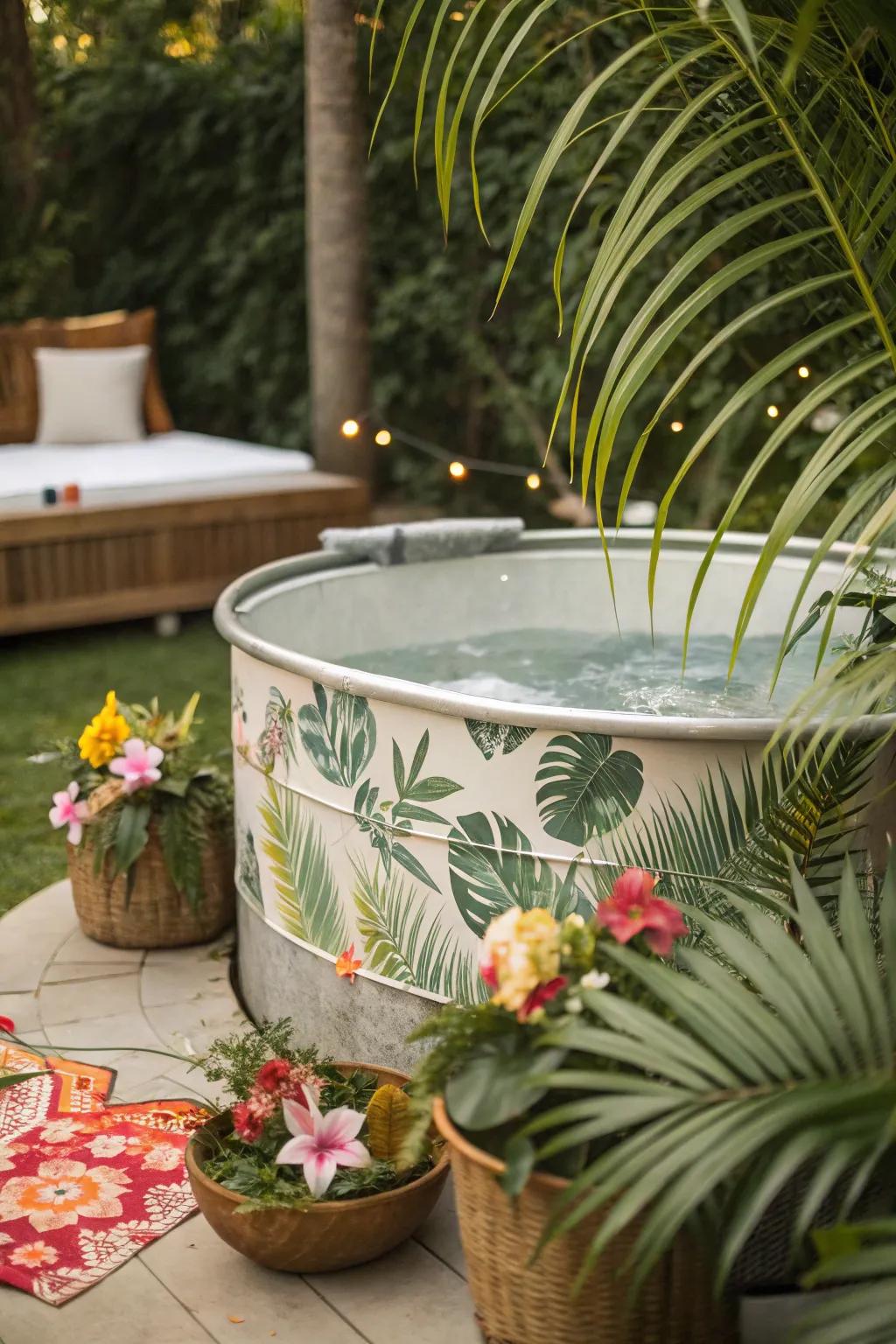 Make your hot tub area uniquely yours with themed decor.