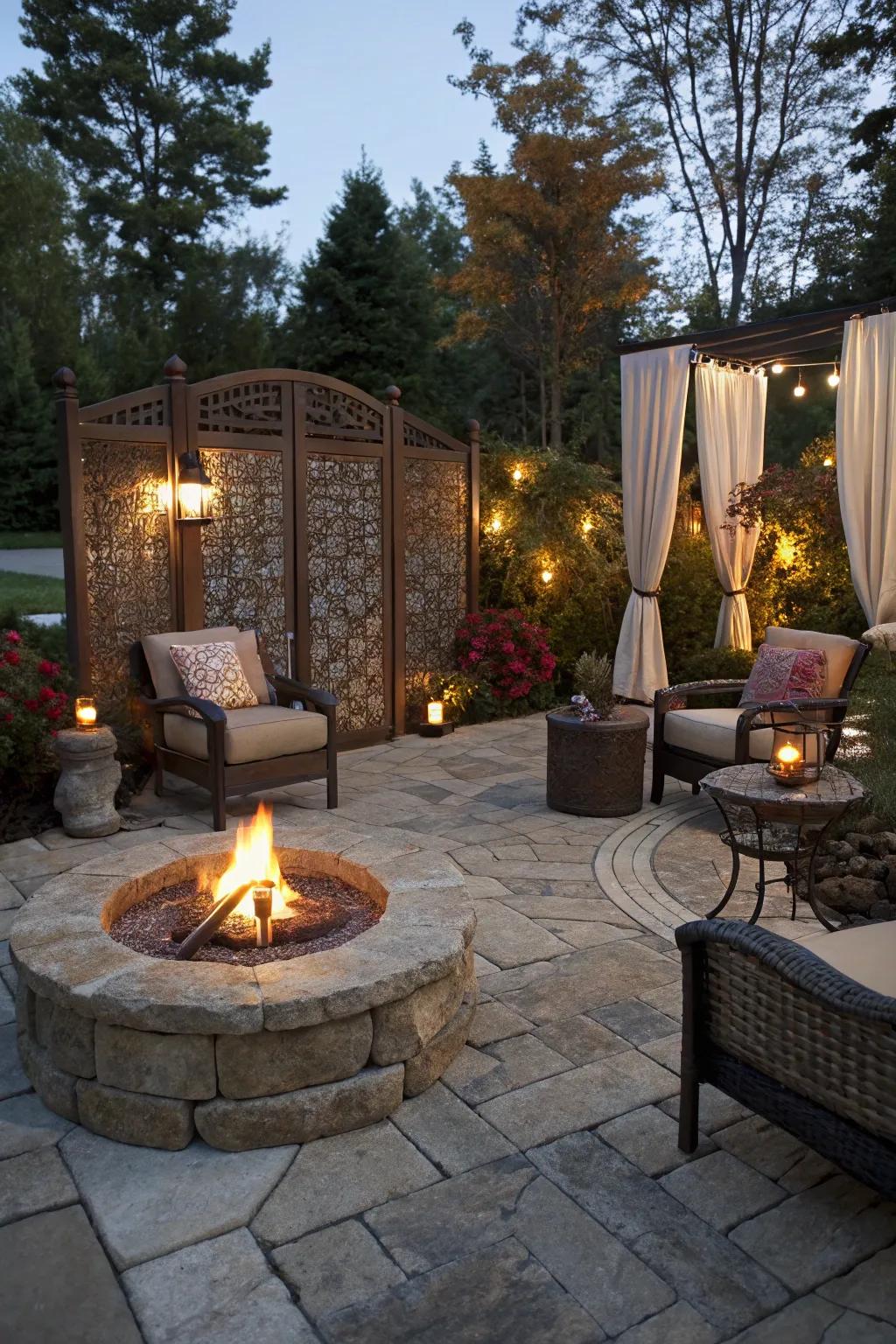 Create a secluded nook with a privacy screen.