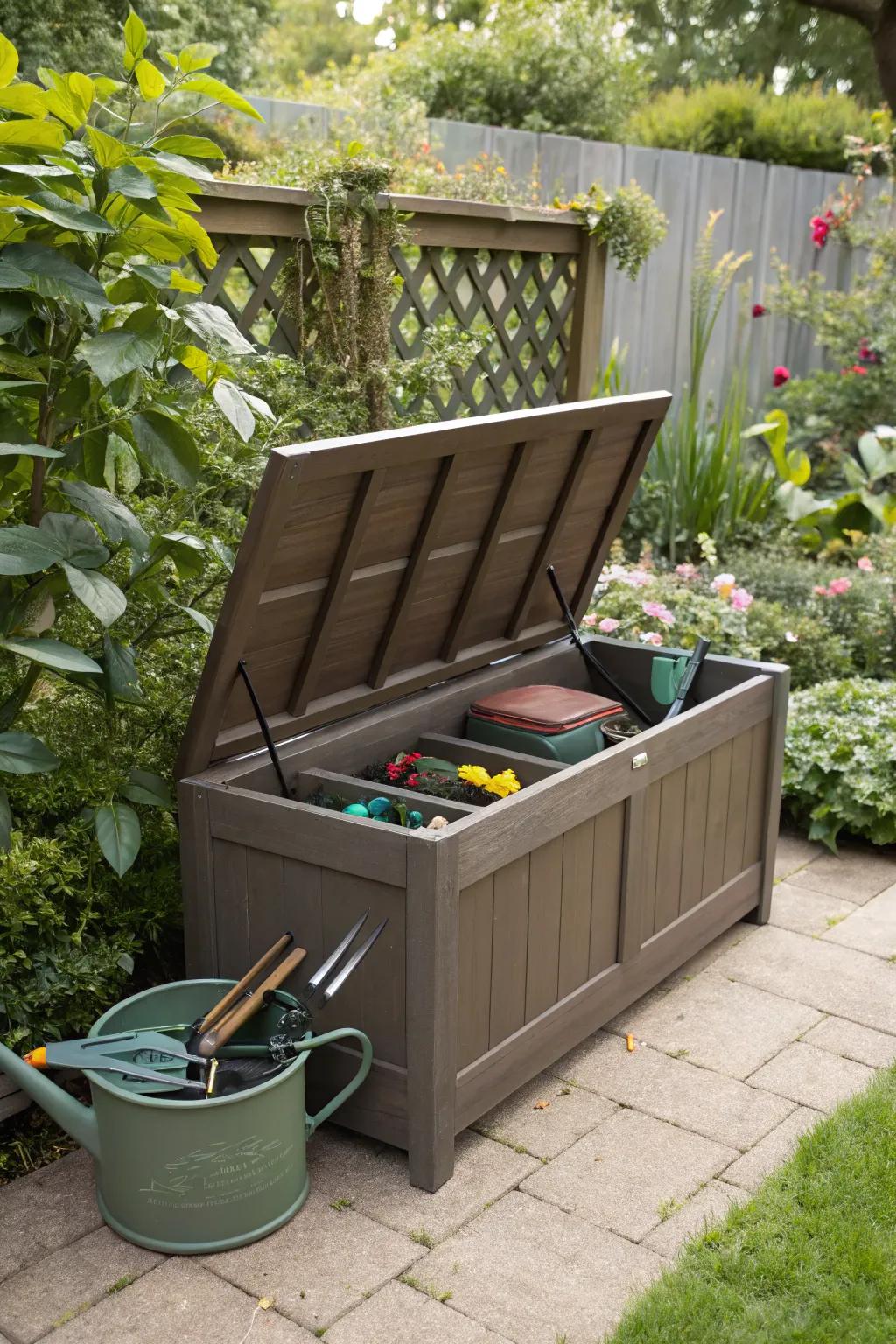 Combine seating and storage with versatile outdoor benches.