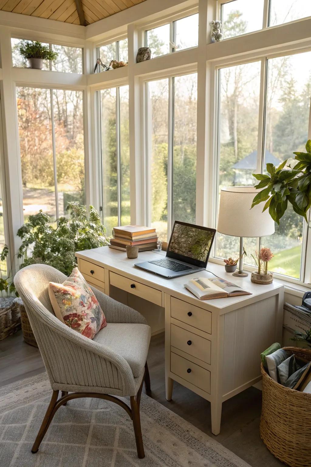 A sunlit home office for productive workdays.