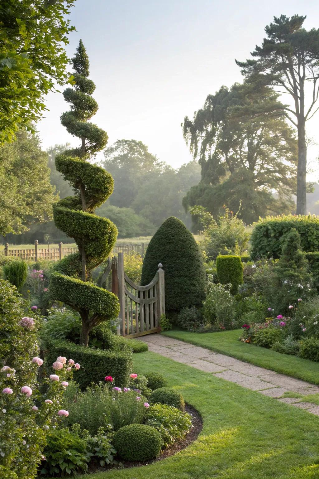 Add elegance or whimsy with a uniquely shaped topiary.